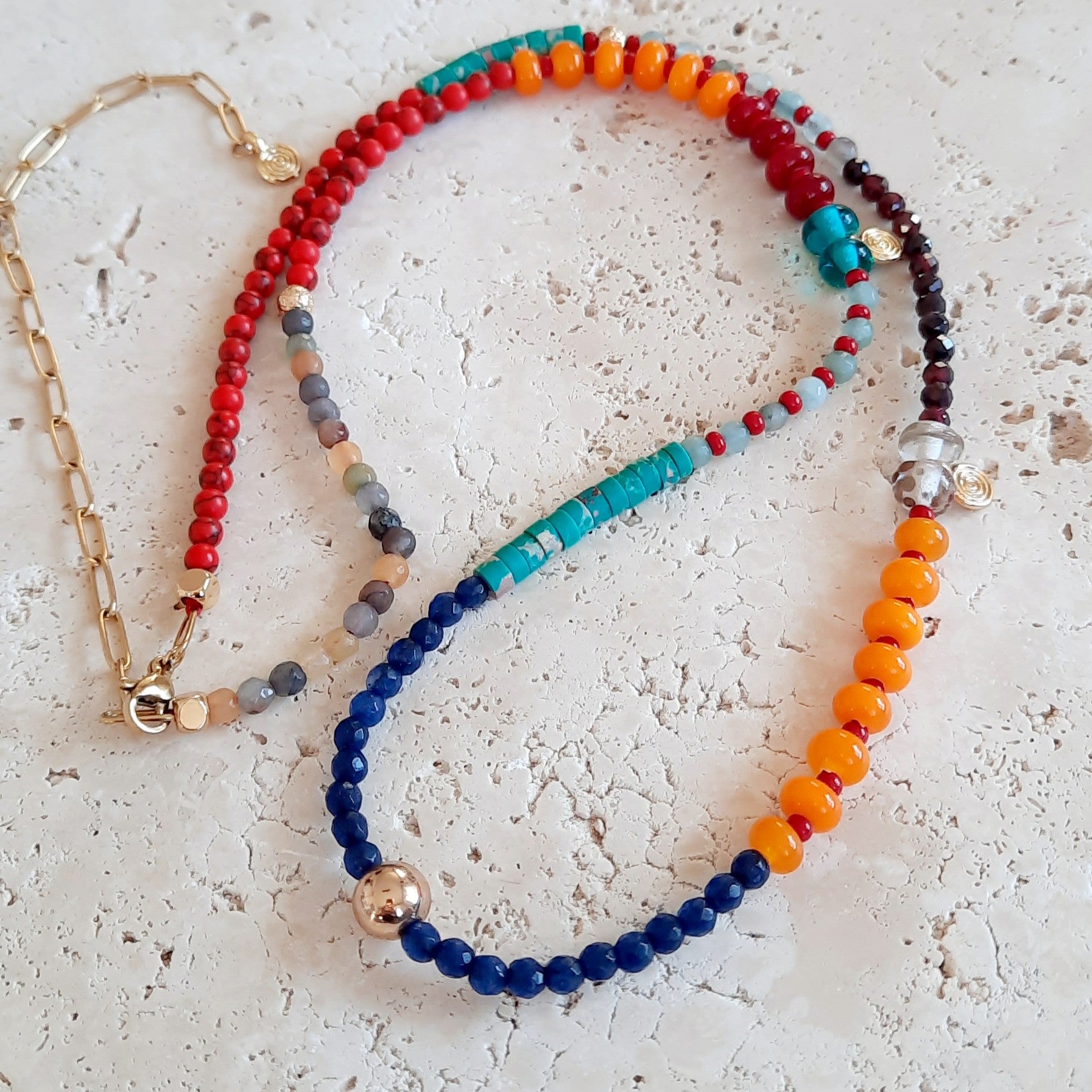 Gökkuşağı Çok Renkli Minimal Kolye Bileklik