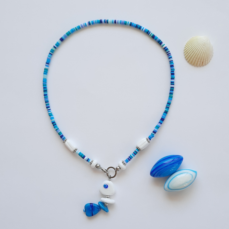 Kılçık Balık Özel Tasarım Fimo Kolye