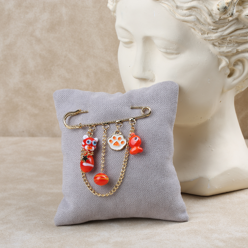 Kedi Murano Cam Boncuk İskoç Yaka İğnesi Broş