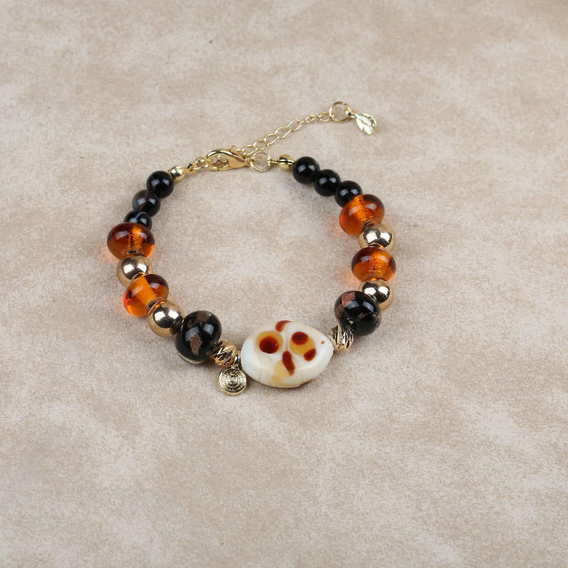 Leopar Murano Cam Boncuk Bileklik