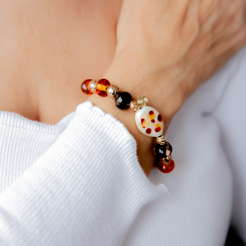 Leopar Murano Cam Boncuk Bileklik