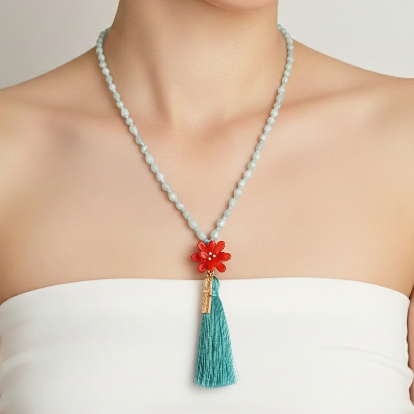 Lotus Çiçeği Kyanit Özel Tasarım Kolye