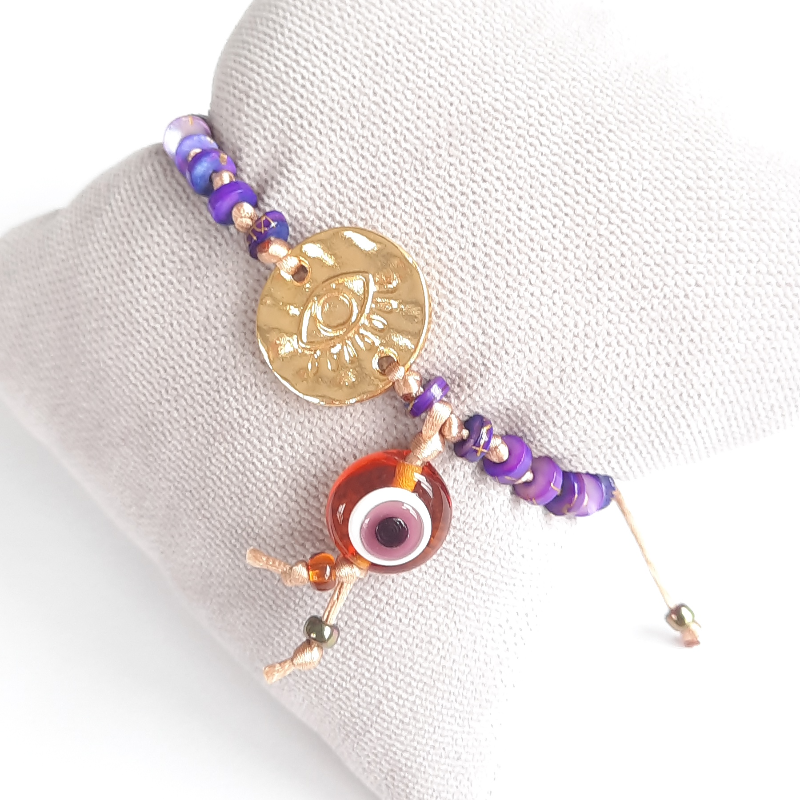 Murano Nazarlı Mor Bileklik