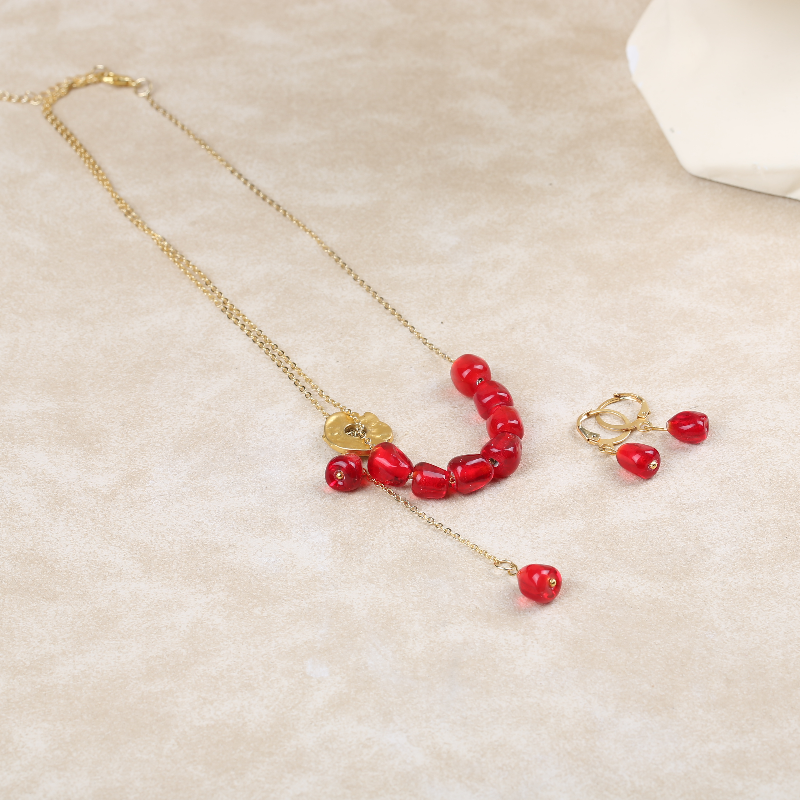 Özel Tasarım Murano Nar Cam Sanatı Kolye