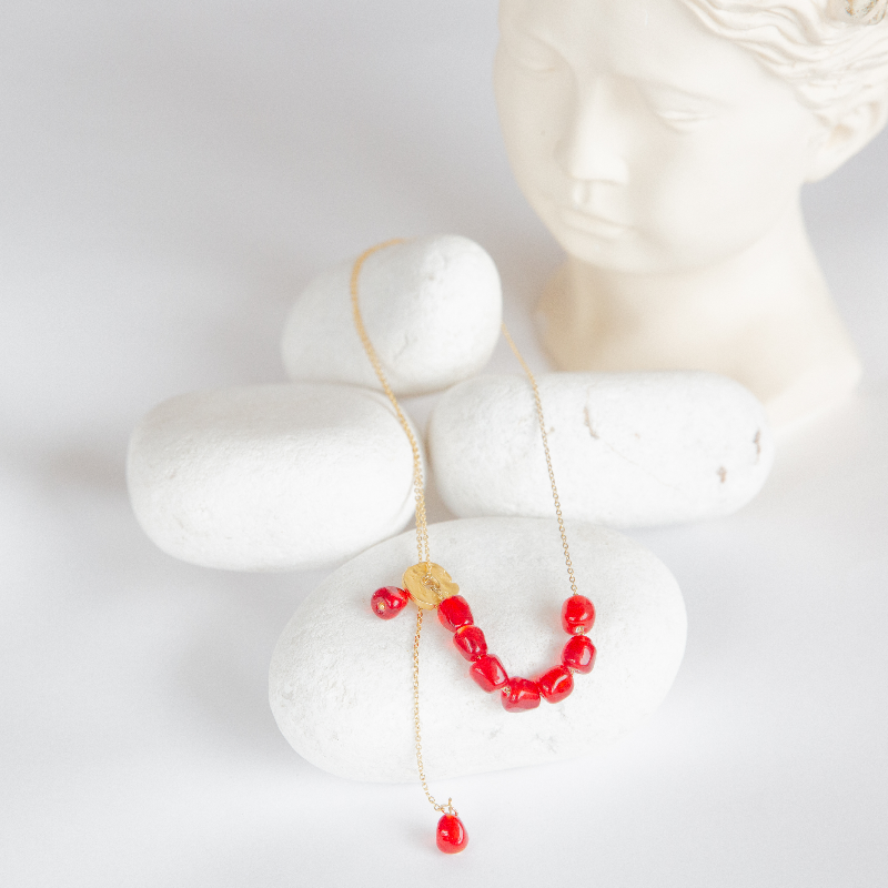 Özel Tasarım Murano Nar Cam Sanatı Kolye