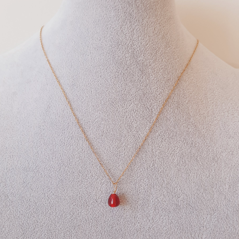 Paslanmaz Çelik Murano Kırmızı Nar Kolye Küpe Seti