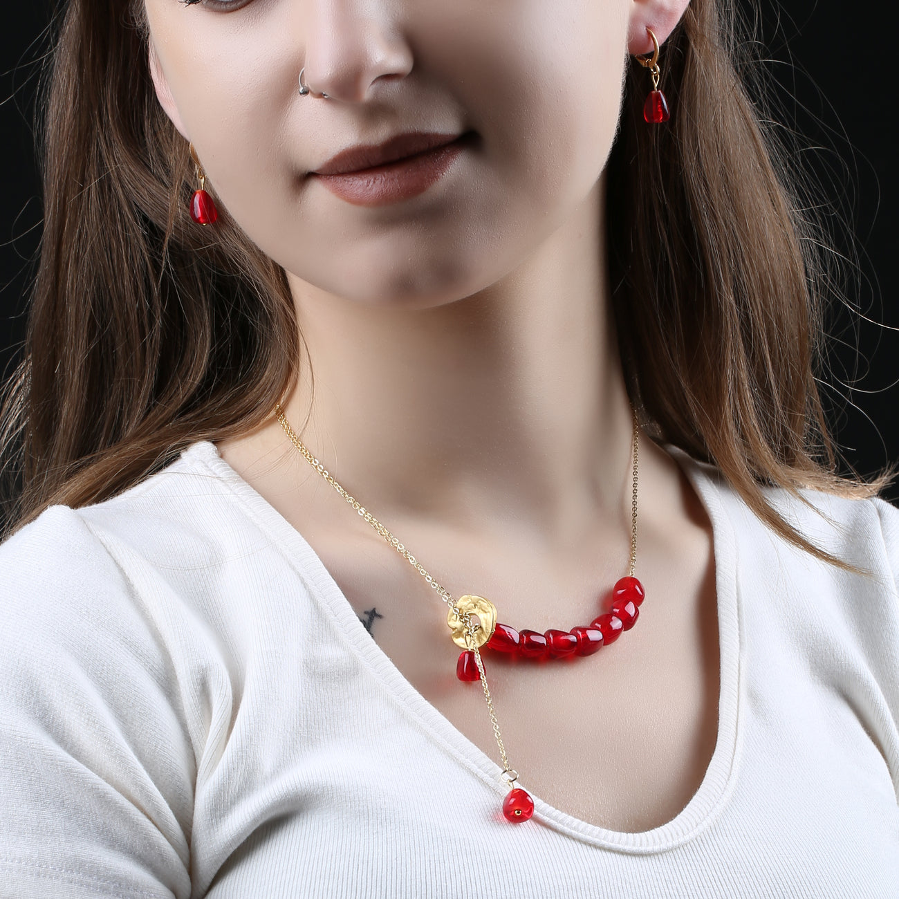 Özel Tasarım Murano Nar Cam Sanatı Kolye