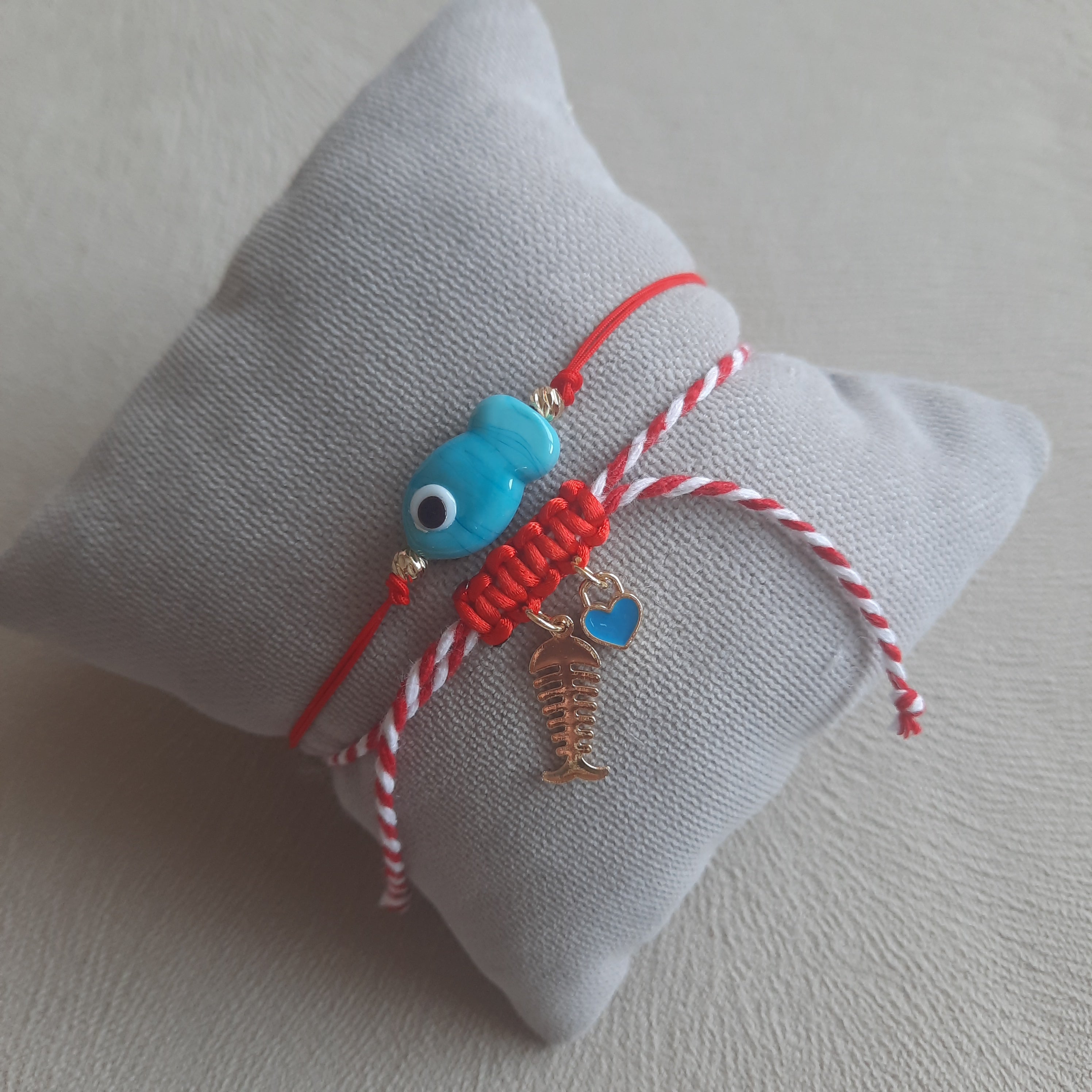 Mavi Balıklı Cam Boncuk İkili Kombin Marteniçka