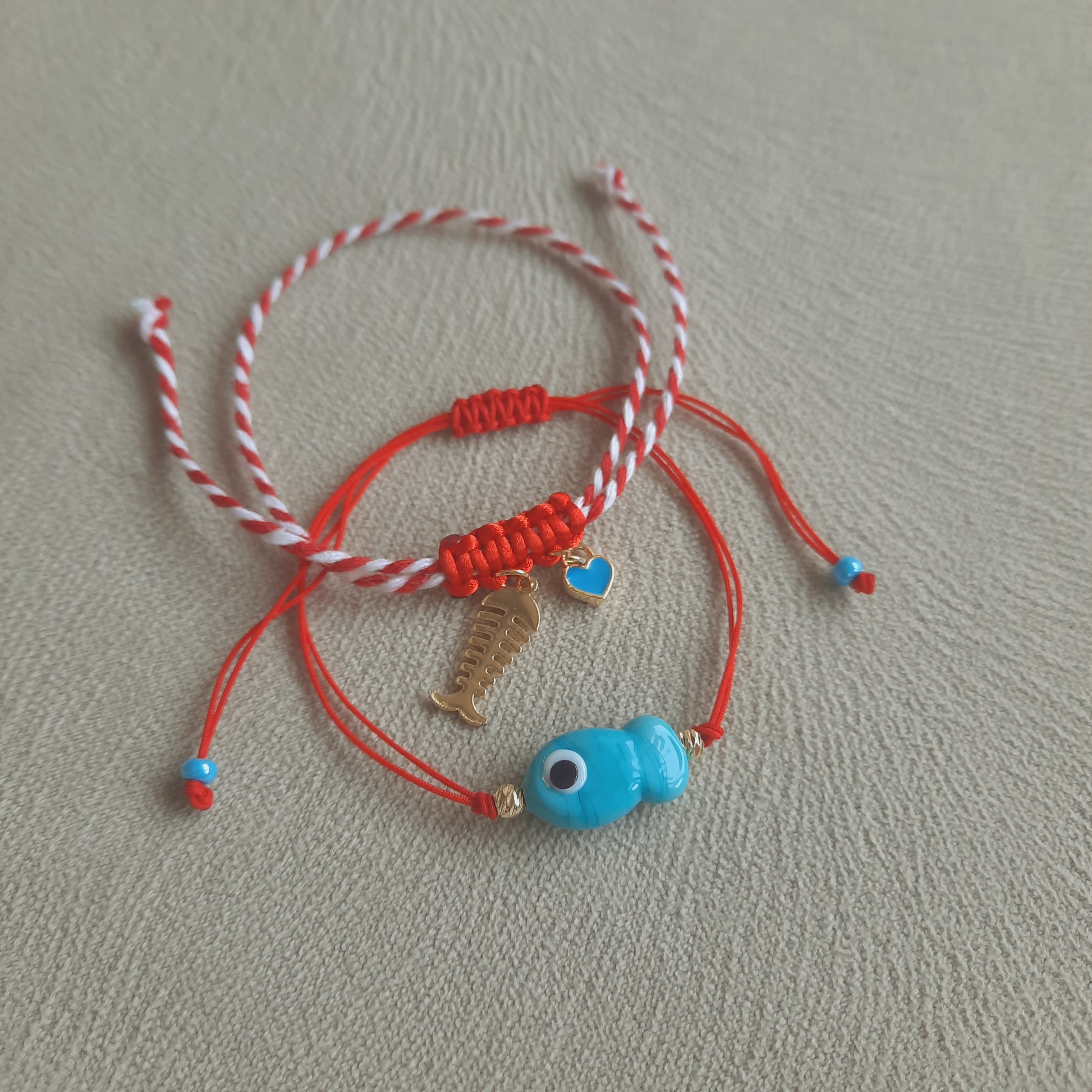 Mavi Balıklı Cam Boncuk İkili Kombin Marteniçka