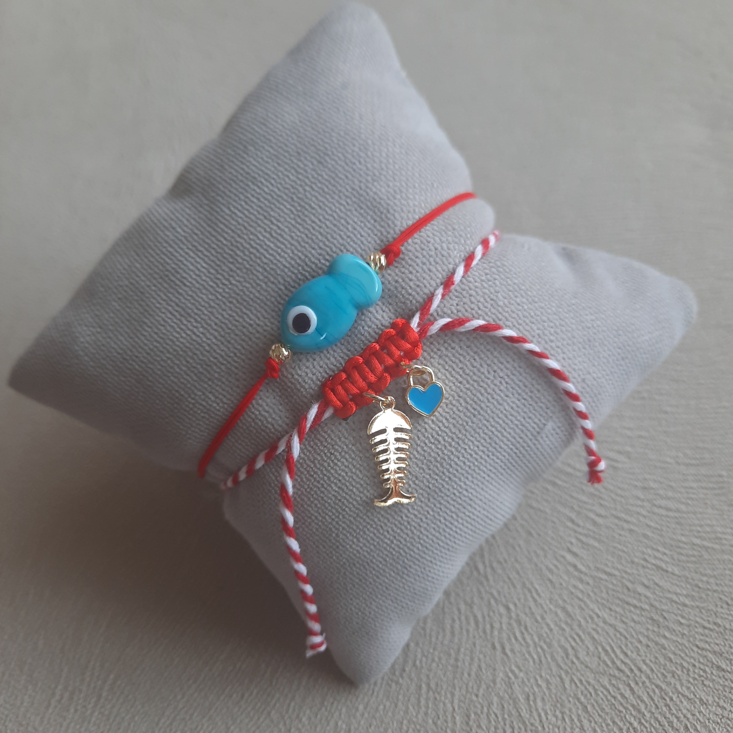 Mavi Balıklı Cam Boncuk İkili Kombin Marteniçka