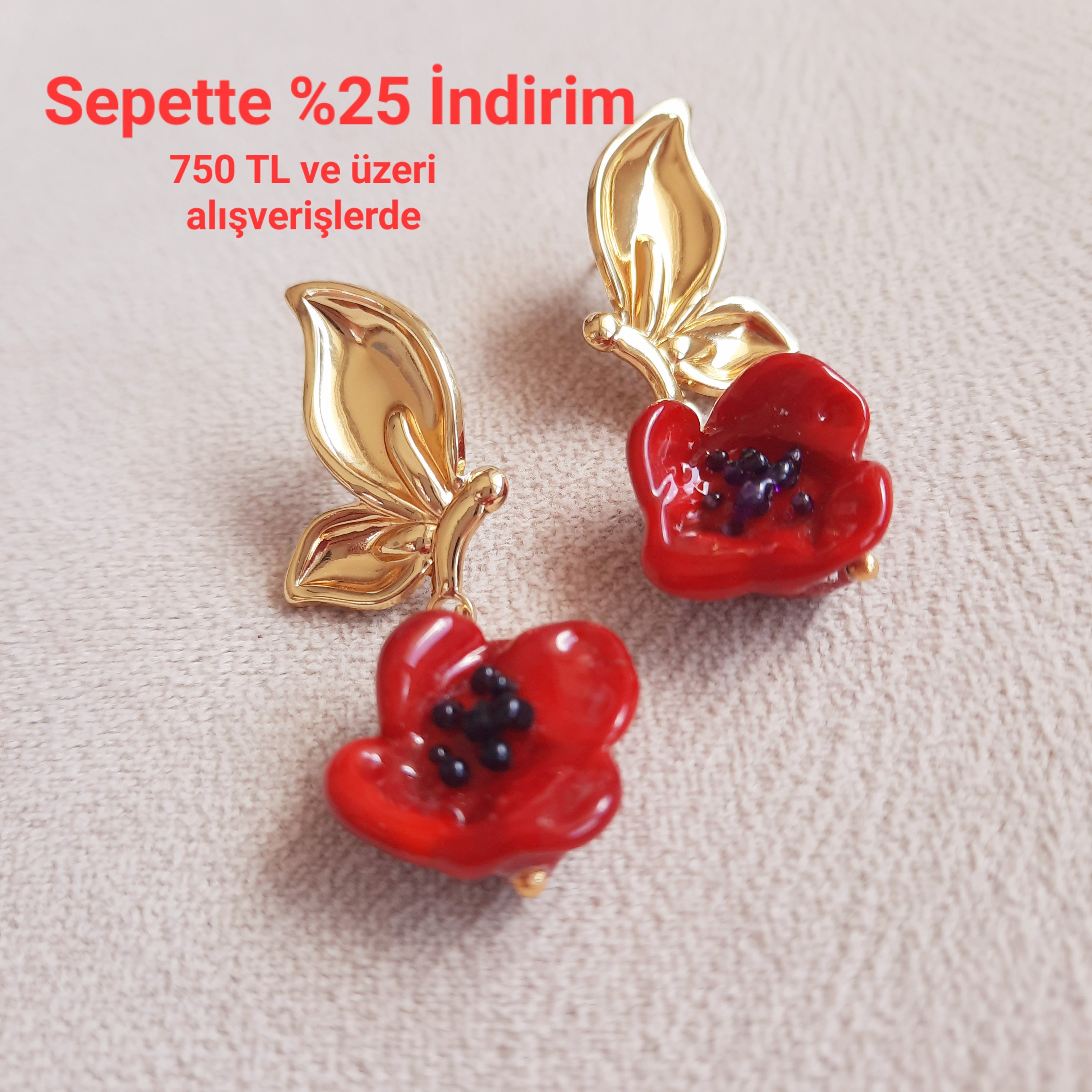 Murano Gelincik Kelebek Küpe