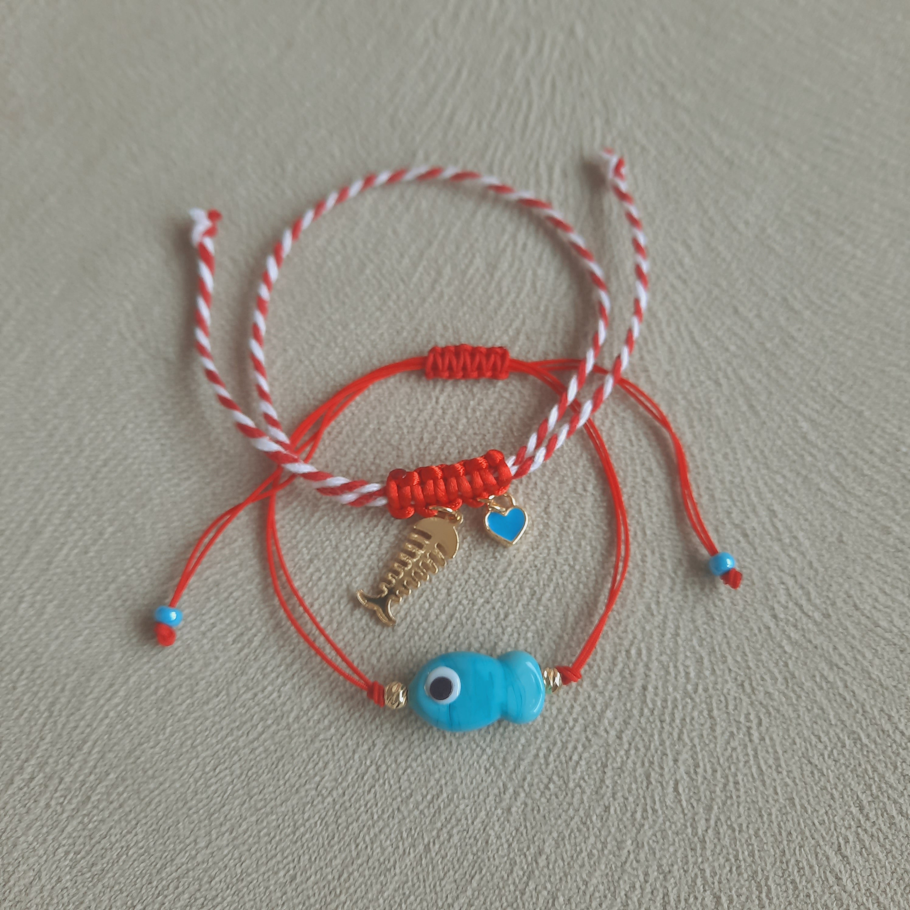 Mavi Balıklı Cam Boncuk İkili Kombin Marteniçka