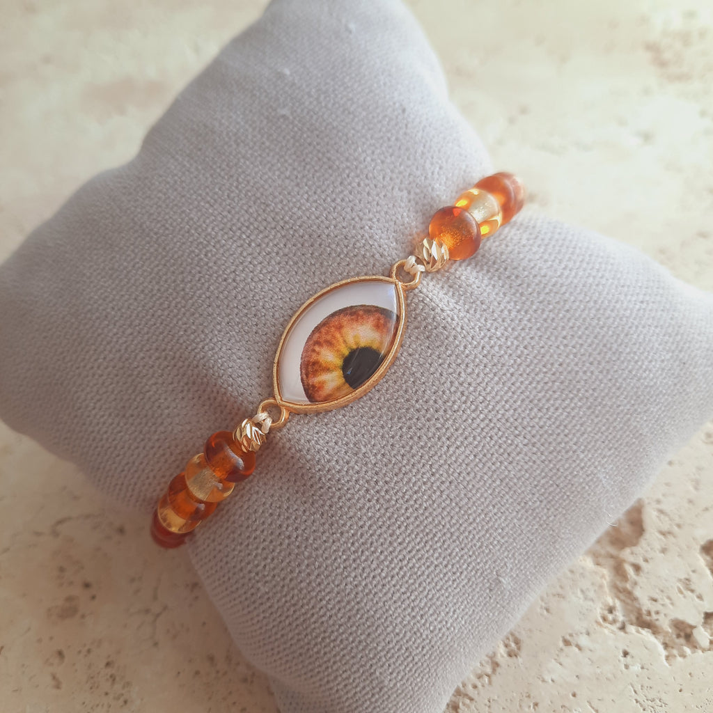 Murano Cam Boncuk Akik Göz Bileklik