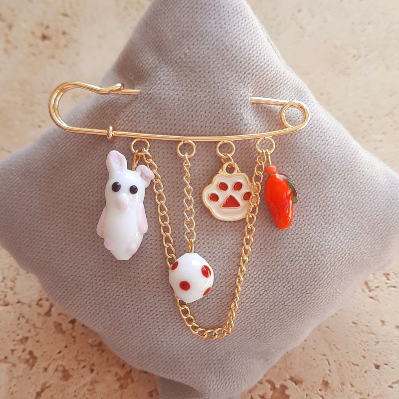 Tavşan Murano Cam Yaka İğnesi Broş