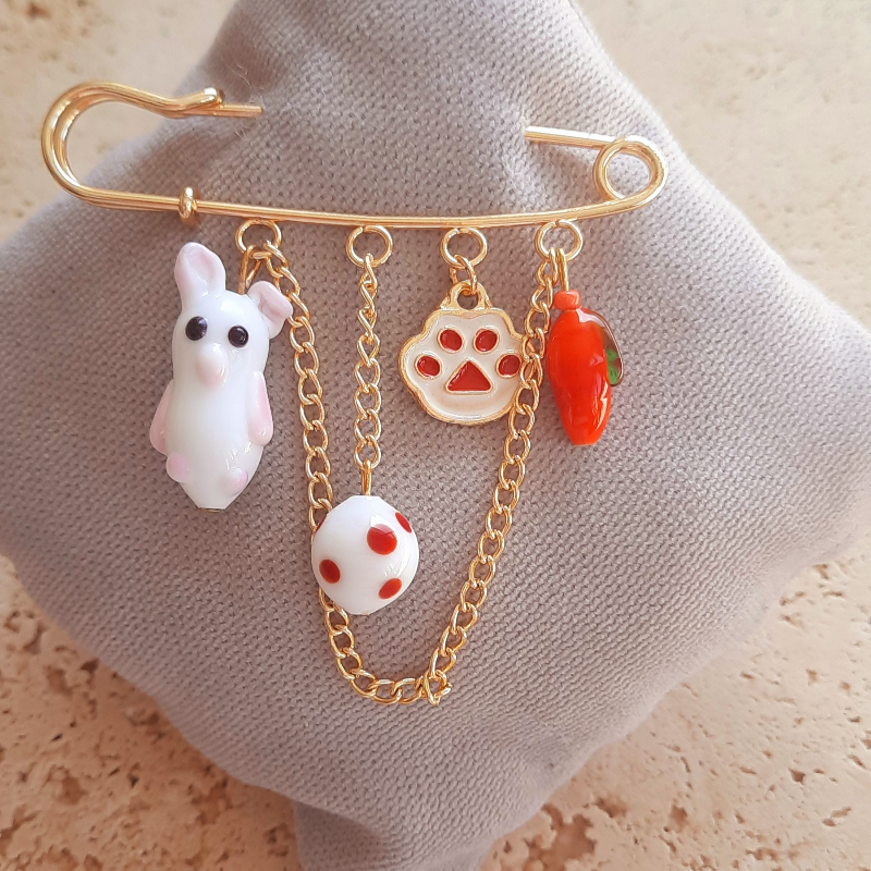 Tavşan Murano Cam Yaka İğnesi Broş