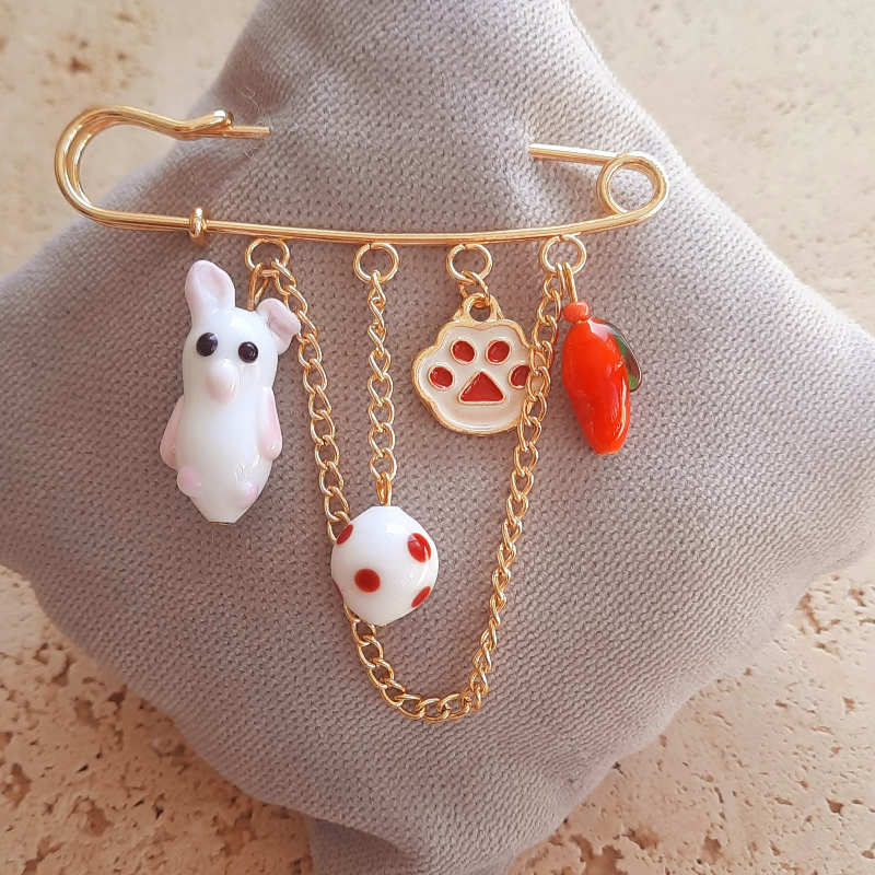 Tavşan Murano Cam Yaka İğnesi Broş