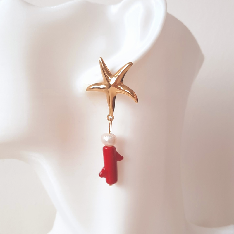 İnci Murano Mercan Murano Küpe