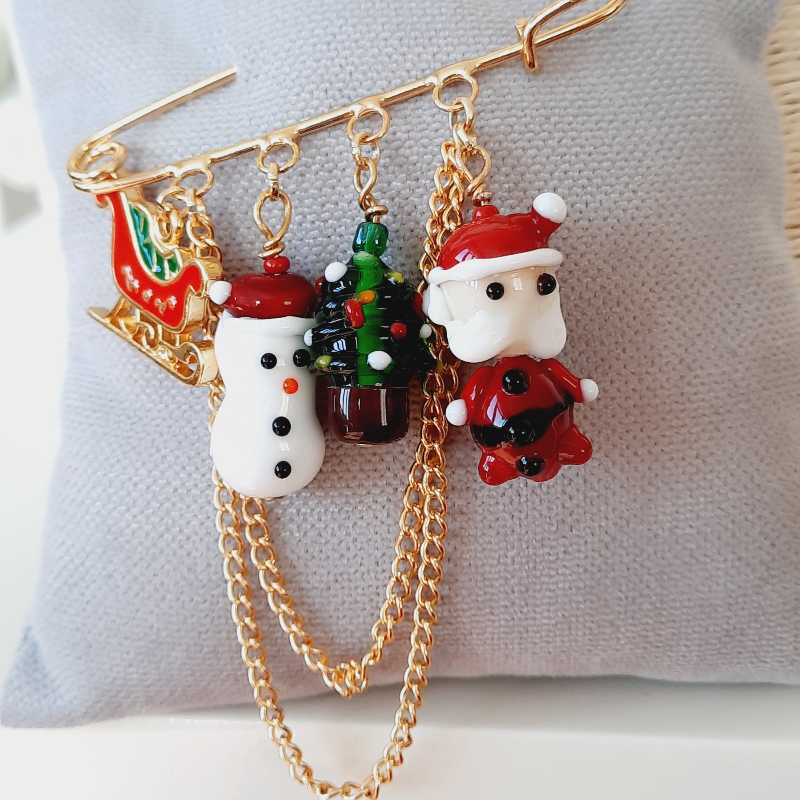 Yeni Yıl İskoç İğnesi Murano Broş