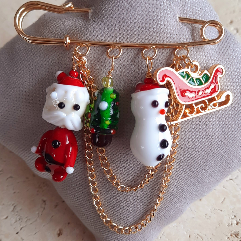 Yeni Yıl İskoç İğnesi Murano Broş