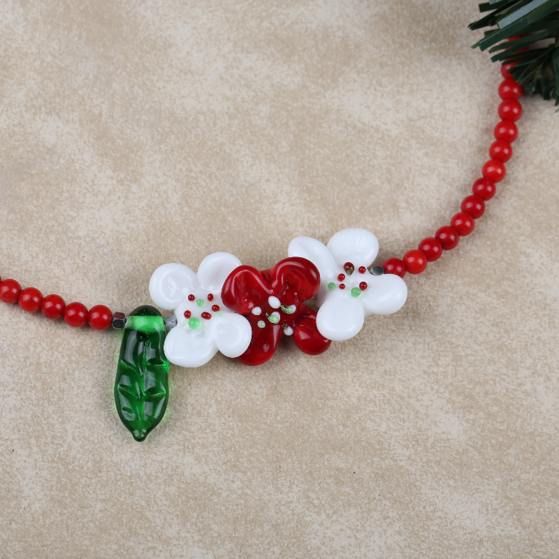 Yeni Yıl Çiçekleri Murano Mercan Kolye