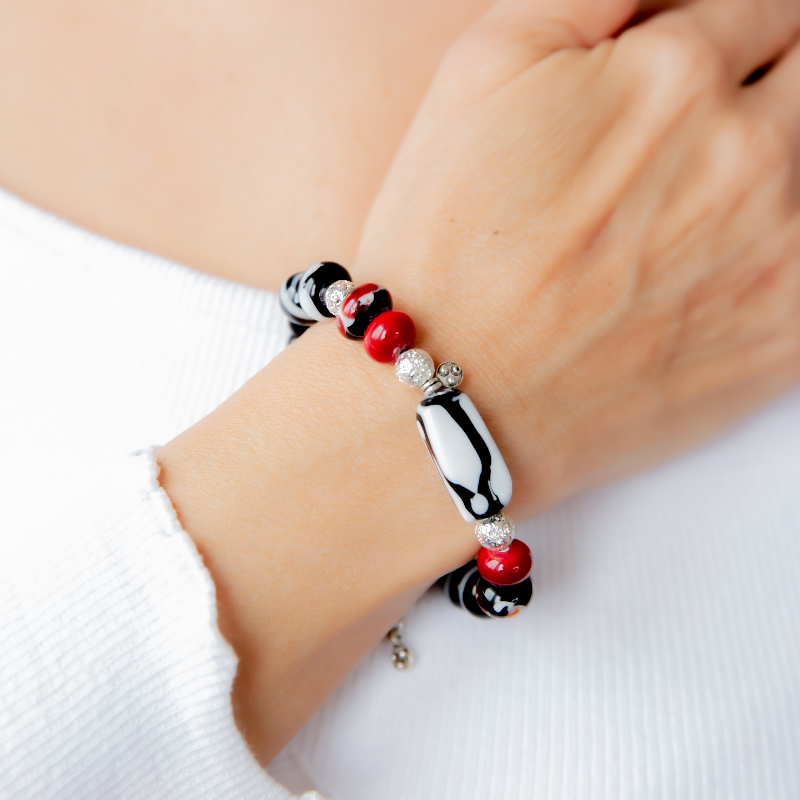 Zebra Murano Cam Boncuk Bileklik