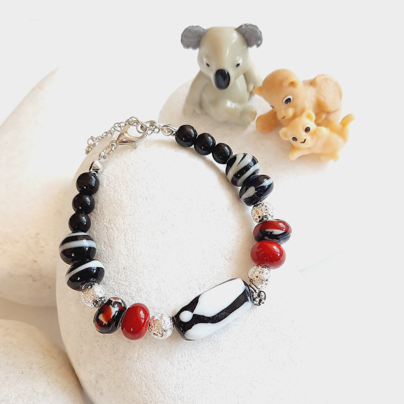 Zebra Murano Cam Boncuk Bileklik